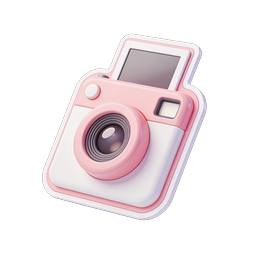 Pink Instant Camera 3D Icon | Photography App Design