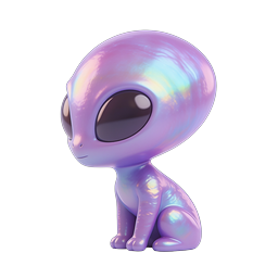 Iridescent Alien Character 3D Icon - Holographic Space Creature