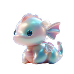 虹色ベビードラゴンアイコン - 可愛い 3D レンダリング