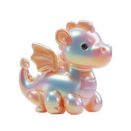 Iridescent Baby Dragon 3D Icon - Cute Mythical Creature
