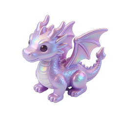 Iridescent Baby Dragon 3D Icon - Cute Fantasy Character