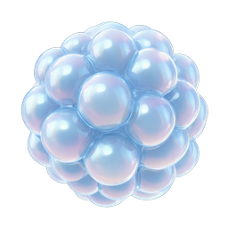 Iridescent Bubble Cluster 3D Icon - Glossy Pearlescent Spheres