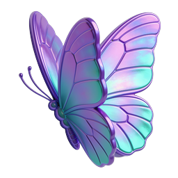 Iridescent 3D Butterfly Icon | Holographic Nature Design