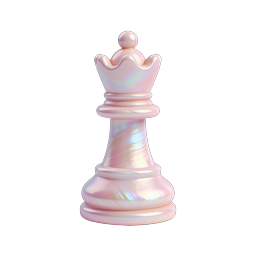 Iridescent Pink Chess Queen Icon - Holographic 3D Render