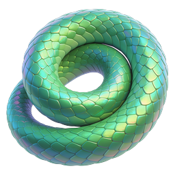 Iridescent Coiled Snake Icon - Realistic 3D Render