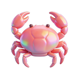 Iridescent Pink Crab 3D Icon | Holographic Marine Art