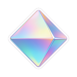 Iridescent Diamond Crystal Icon | Holographic Gem