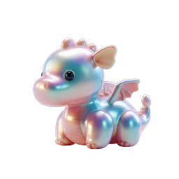 Iridescent Cute Dragon Icon - Kawaii 3D Fantasy Character