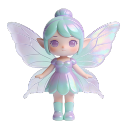 Iridescent 3D Fairy Character Icon with Magical Wings