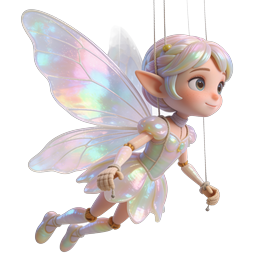 Iridescent Fairy Puppet Icon - Magical 3D Character Design
