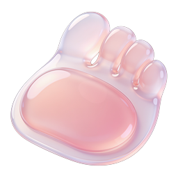 Iridescent Pink Foot Icon | Glossy 3D Pearlescent Design