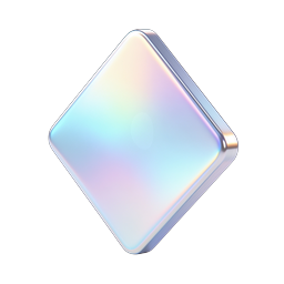 Iridescent Glass Tile 3D Icon | Holographic Design