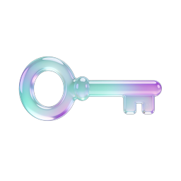 Iridescent Glass Key Icon - Holographic 3D Design