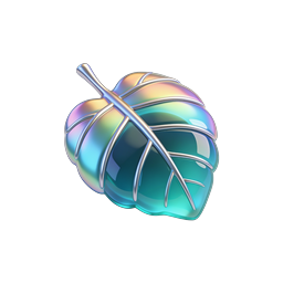 Iridescent Holographic Leaf 3D Icon | Nature Design