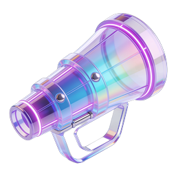 Iridescent Glass Megaphone 3D Icon for Marketing