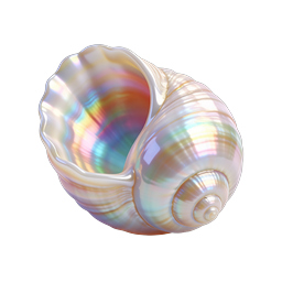 Iridescent Seashell Icon - Realistic Pearl Conch Design