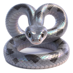 Iridescent Snake 3D Icon | Holographic Reptile Design