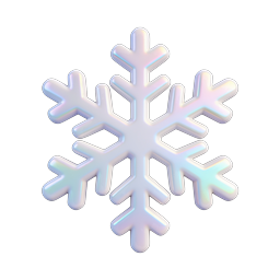 彩虹色 3D 雪花图标 - 冬季天气符号