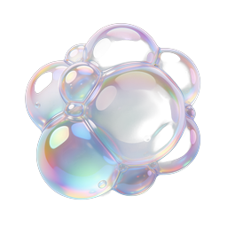 Iridescent Soap Bubbles Icon - Holographic 3D Render