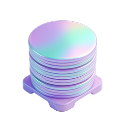 Iridescent Stacked Discs 3D Icon - Pastel Holographic