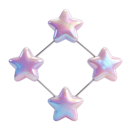 Iridescent Stars Cluster Icon - Holographic 3D