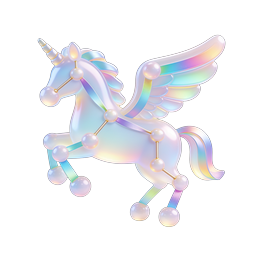 Iridescent 3D Unicorn Icon - Holographic Fantasy