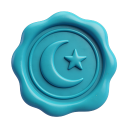 Islamic Crescent Star 3D Seal Icon - Turquoise Clay Style