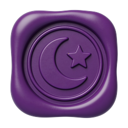 Islamic Moon Star Clay Icon - Purple Religious Symbol
