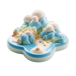 Island Landscape 3D Clay Icon - Tropical Miniature Scene