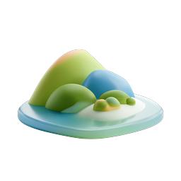 Biểu tượng phong cảnh đảo đất sét 3D - Thiên đường nhiệt đới
