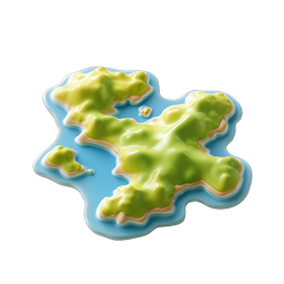 Island Map Icon - 3D Tropical Land and Ocean Design