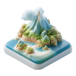 3D Island Mountain Landscape Icon - Isometric Nature