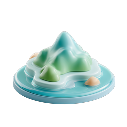 Icono 3D de isla montaña de arcilla para aplicaciones de naturaleza