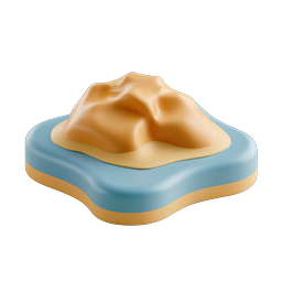 3D Island Mountain Terrain Icon - Miniature Topography