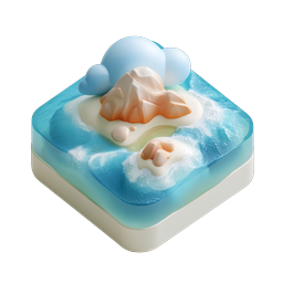 3D Isometrisches Inselberg-Icon - Tropisches Paradies