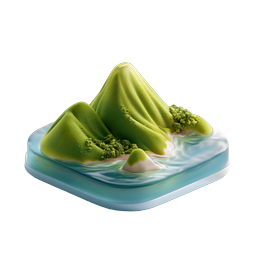 3D Island Mountain Icon - Miniature Nature Landscape