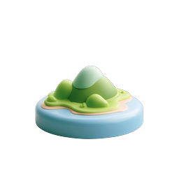 3D 島の山のアイコン - クレイスタイルの自然デザイン
