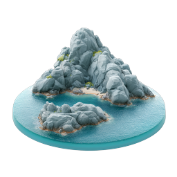 Rocky Island Mountain Landscape 3D Icon