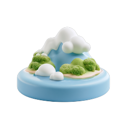 Icône d'île montagneuse 3D – Illustration de paradis tropical