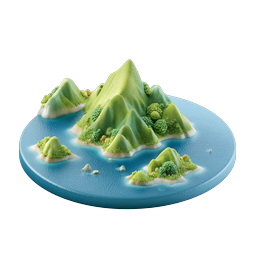 Clay-Style Island Mountains 3D Icon