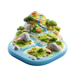 Icona diorama natura isola 3D | Paesaggio fantasioso
