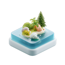 Ícone 3D Natureza Ilha Miniatura - Design de Ecossistema Tropical