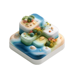 3D 自然アイコン | クレイスタイルのアイソメトリック島地形