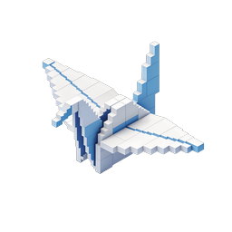 Isometric Voxel Airplane 3D Icon - Blue & White