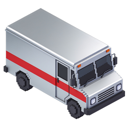 Isometric Pixel Art Ambulance Icon - Medical Emergency