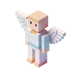 Isometric Angel Character 3D Icon | Voxel Style