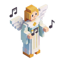 Icône voxel isométrique de personnage ange avec ailes