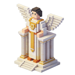Icono Voxel de Estatua de Ángel Isométrica - Arte Religioso 3D