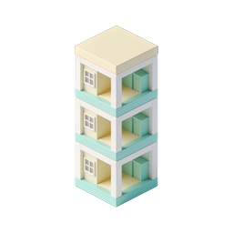 Isometric Apartment Building Icon - Pastel 3D Design