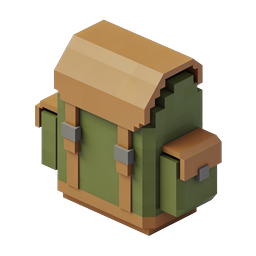 Isometric Low-Poly Backpack Icon - 3D Pixel Art Style